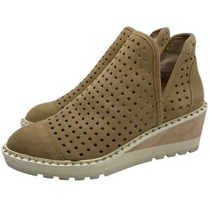 Cecilia New York Womens Shoes Georgie Booties Sz 6.5 Brown Suede Leather Wedge